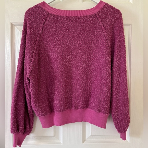 VICI Textured Fuchsia Bubble Sleeve Sweater Small Cozy Knit NWOT Fall Holiday - Picture 9 of 16